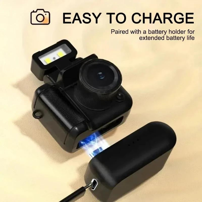 Tiny Looxe Mini Retro 32GB Camera , Retro Video/Picture Style with Built-In Screen, Memories Keychain, 1080P HD Camera Compact Charging Recording Digital Micro Black