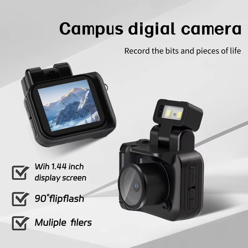 HD 1080P Mini Camera with Screen Retro Ultra Compact Camera with Flash Lamp and Battery Dock Digital Camera Pocket Cam
